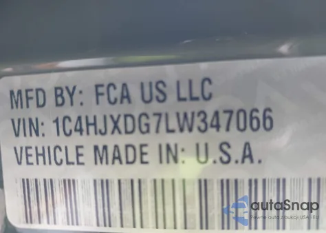 2020 Jeep Wrangler Unlimited Sport z USA, uszkodzony, nr VIN 1C4HJXDG7LW347066